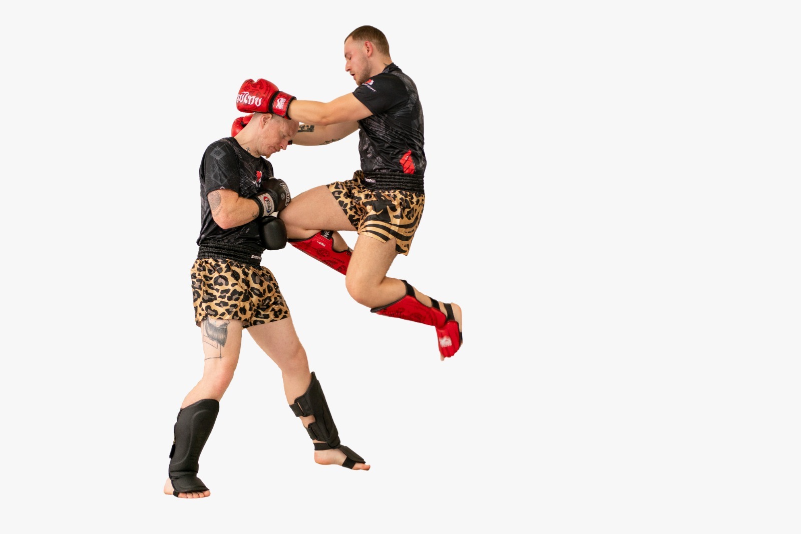 Zwei Sportler beim Kickboxtraining